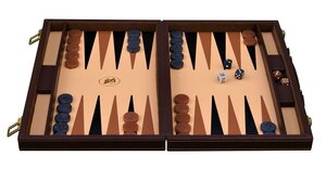 Italfama Luxury Brown Leatherette 14.5-inch Compact Backgammon Set