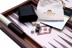 Manopoulos Compact Wooden 15-inch Backgammon Set