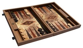 Manopoulos Luxury Olive Burl 15-inch Backgammon Set