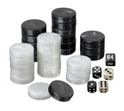 Set of Backgammon Pieces / Checkers, 34mm, Black / White, Plastic