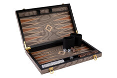 15 inch Deluxe Backgammon Set - Grey Ebony Wood Veneer