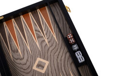 15 inch Deluxe Backgammon Set - Grey Ebony Wood Veneer