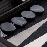 Manopoulos Classic Black Leatherette Backgammon Set (19-inch)