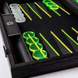 Manopoulos Fluorescent Green UV Leatherette Backgammon Set (19-inch)