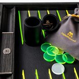 Manopoulos Fluorescent Green UV Leatherette Backgammon Set (19-inch)