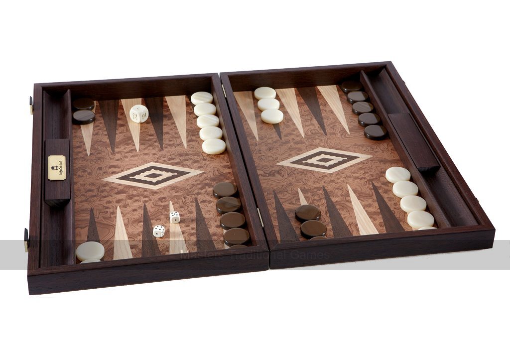 Manopoulos Luxury Walnut Burl 19-inch Backgammon Set