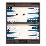 Vegan Leather Cream & Blue Backgammon - 18 inch