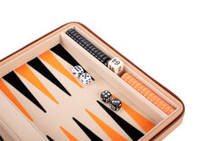 Engelhart 9 inch Backgammon Travel Set - Salmon / Beige