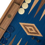 Manopoulos Premium Walnut with Blue Oak 19-inch Wooden Backgammon Set