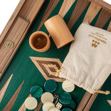 Manopoulos Premium Walnut with Green Oak 19-inch Wooden Backgammon Set