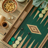 Manopoulos Premium Walnut with Green Oak 19-inch Wooden Backgammon Set