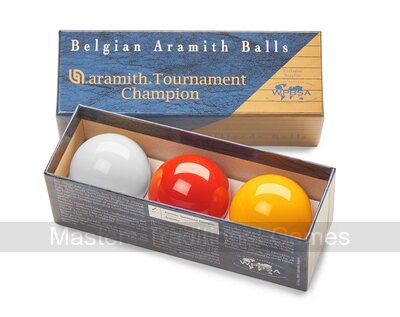 Set of Tournament Champion Aramith Billiard Balls (with Yellow, 2 & 1/16 inch, 52.5mm)