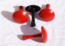 Set Bar Billiards mushrooms (3 red, 1 black, flat underside)