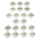 Set of 20 Bar Billiards Table Numbers (plastic diamond shaped for tables with 1 x 30 and 2 x 10 holes)