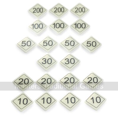 Set of 20 Bar Billiards Table Numbers (plastic diamond shaped for tables with 1 x 30 and 2 x 10 holes)