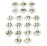 Set of 20 Bar Billiards Table Numbers (plastic diamond shaped for tables with 2 x 30 and 1 x 10 holes)