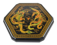 Chinese Checkers in Leatherette Box with Wooden Marbles (black Dragons & Phoenix Design)