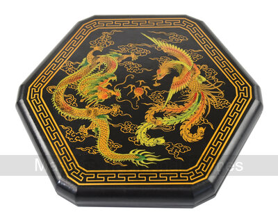 Chinese Checkers in Leatherette Box with Wooden Marbles (black Dragons & Phoenix Design)