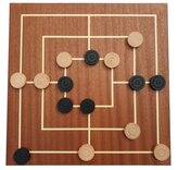 Nine Men's Morris - Wooden Board with Wooden Pieces