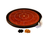 Masters Crokinole Tournament Board - Cherry & Chocolate - LEATHERETTE DITCH (with discs, powder & wax wipe set)