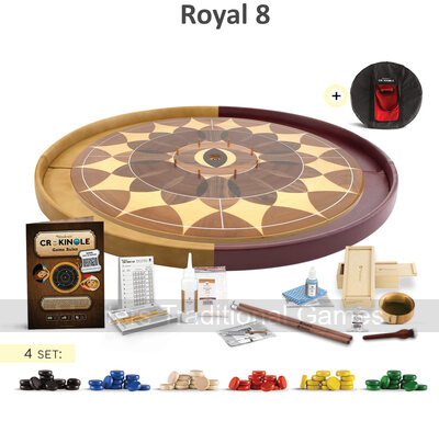 Masters Crokinole Elite Board - Royal 8 (with disks, storage box, cue, bag, powder, powder refill, wax, bowl, bumpers, scorepad, wooden pen, rules and wall hanging kit)