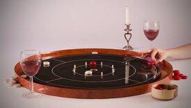 Masters Crokinole Tournament Board with discs, powder & hanging kit