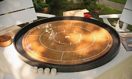 Masters Crokinole Tournament Board with discs, powder & hanging kit