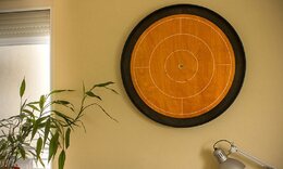 Masters Crokinole Tournament Board with discs, powder & hanging kit