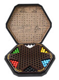 Chinese Checkers in a Chinese styled Leatherette Box with Wooden Marbles