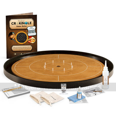 Masters Crokinole Tournament Board - Beech & Ebony (with discs, powder & hanging kit)