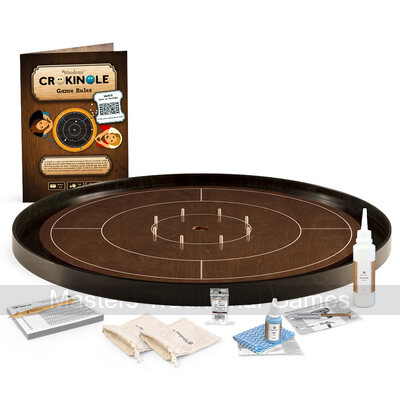 Masters Crokinole Tournament Board - Walnut & Ebony (with discs, powder & hanging kit)