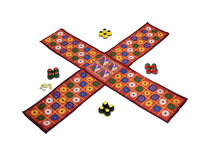 Pachisi - cloth board, beehive pieces & shells (colourful circles)