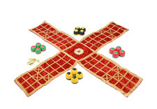 Pachisi - cloth board, beehive pieces & cowry shells (gold stitching)