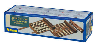 Philos Roll-Up Travel Games Combo - Backgammon, Chess & Draughts