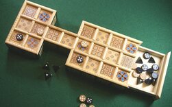 Wooden Royal Game of Ur with Drawer & Pyramid Dice