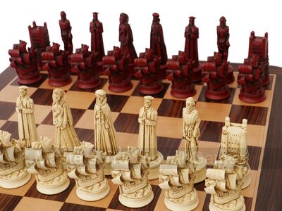 Berkeley Chess Elizabethan Ornamental Chess Set (cream & red, board not included)