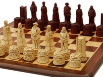 Berkeley Chess English History Ornamental Chess Set (cream & red, board not included)