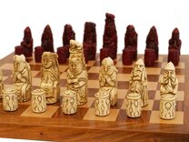 Berkeley Medieval Ornamental Chess Set (cream & red, board not included)