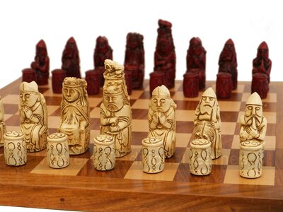 Berkeley Medieval Ornamental Chess Set (cream & red, board not included)