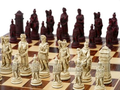 Berkeley Chess Ancient Rome Ornamental Chess Set (cream & red, board not included)