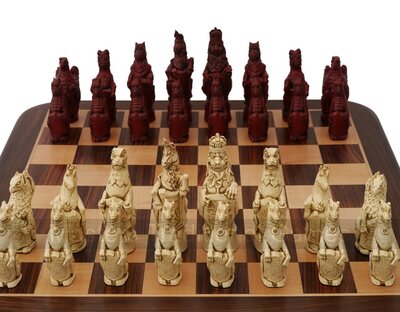 Berkeley Chess Royal Beasts Ornamental Chess Set (cream & red, board not included)