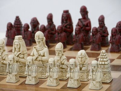 Ancient Egypt Chess Set by Berkeley Chess (cream & red, board not included)