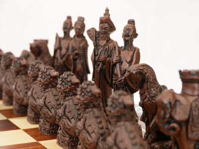 Berkeley Chess Mandarin Ornamental Chess Set (cream & brown, board not included)