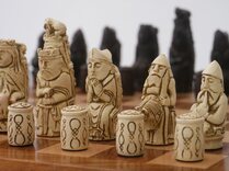 Berkeley Medieval Ornamental Chess Set (cream & brown, board not included)