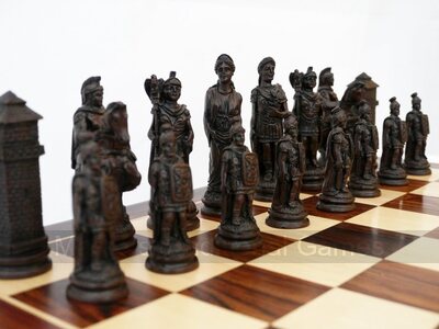 Berkeley Chess Roman Ornamental Chess Set (cream & brown, board not included)