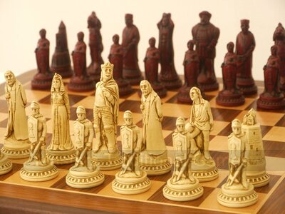 Berkeley Shakespeare Ornamental Chess Set (cream & red, board not included)