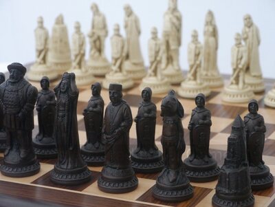 Berkeley Shakespeare Ornamental Chess Set (cream & brown, board not included)