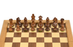 Wooden Chess Set with Folding Board & Storage