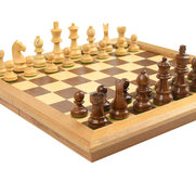 Wooden Chess Set with Folding Board & Storage