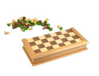 Wooden Chess Set with Folding Board & Storage